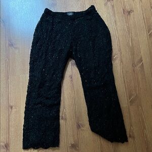 INC International Concepts Beaded and Sequined Black Lace Pants 10P